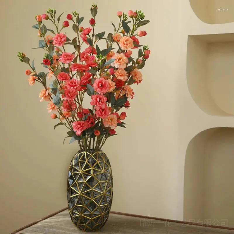 Flores decorativas 90cm camélia flor artificial decoração de casamento falso arranjo de mesa para casa