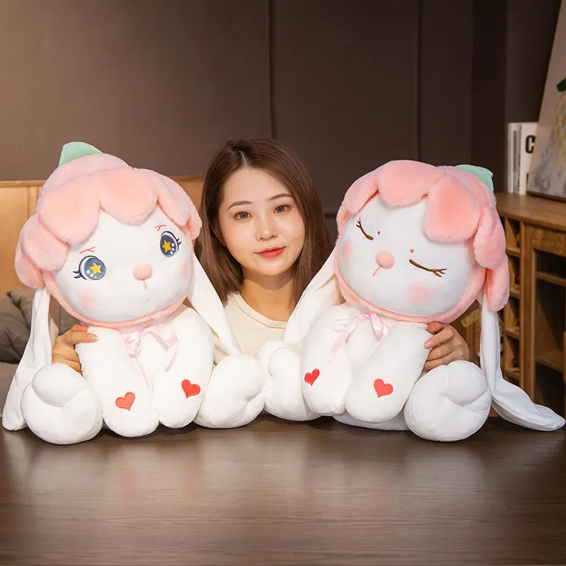 2023 New Cute Little Rabbit Doll Plush Toy Petals Rabbit Doll Healing Doll Children's Sleep Pillow Gift Girl