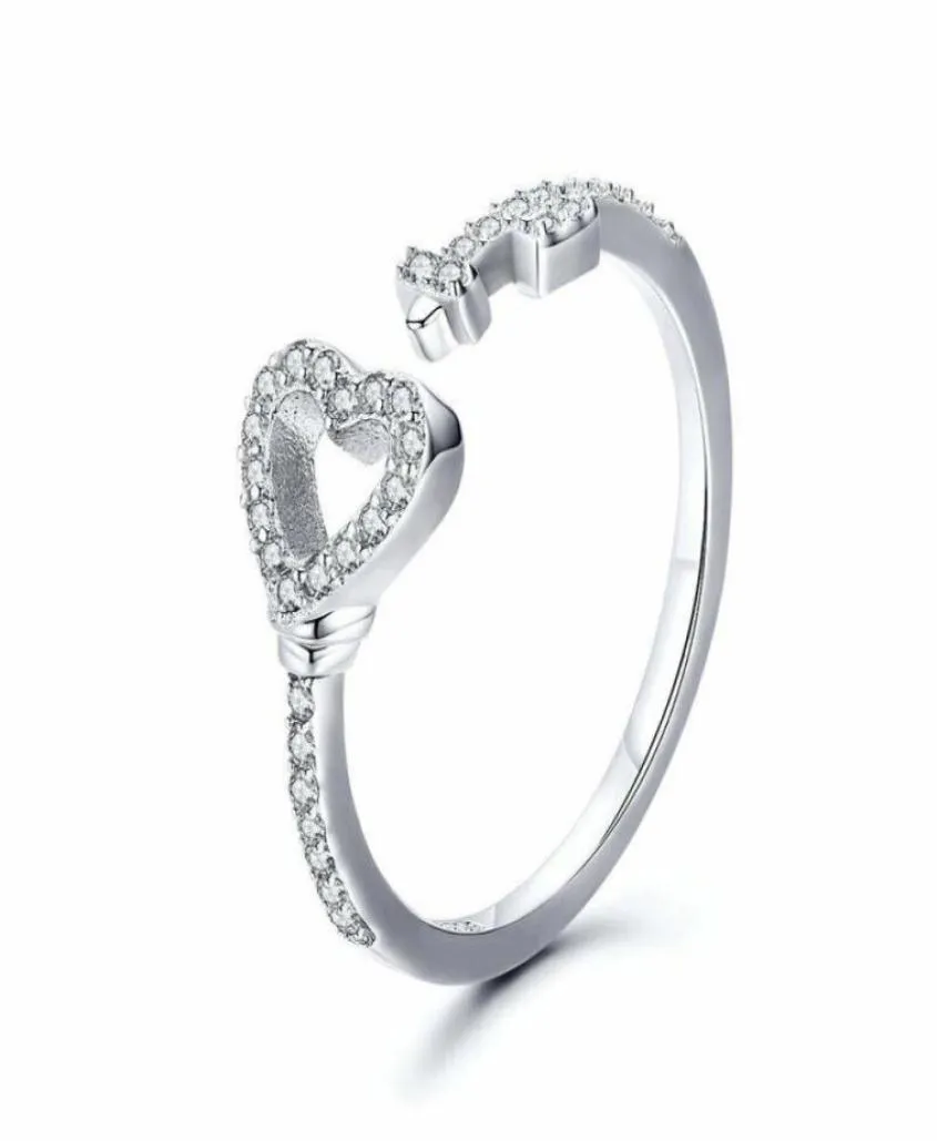 Anelli a fascia Unico nuovo Shinning 925 Sterling Silver Hearts Lock CZ Open Promise Anello da dito Gioielli13075155346238