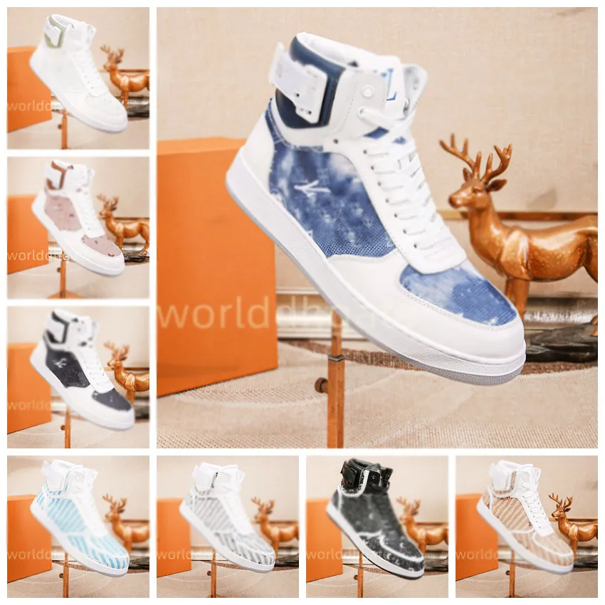 Luxury brand Domino Casual Shoes Men's flow fabric high top sneakers Fashion Force letter printed high top canvas shoes B22 worlddhgate