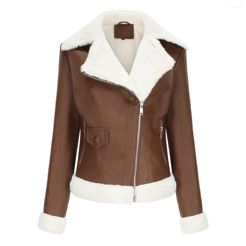 Vestes d'hiver en cuir pour femmes pour femmes 2023 fausse veste Manteau froid noir marron bleu café Abrigo Mujer Invierno Manteau Femme Hiver XS