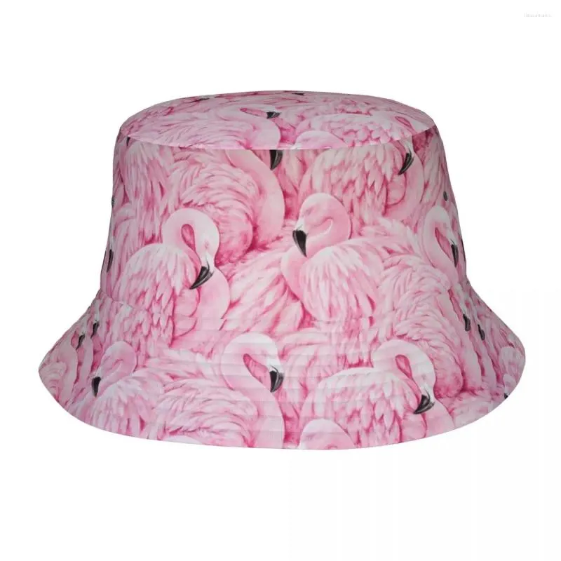 Berets rosa flamingo arte balde chapéus verão headwear acessórios boné de pesca para menina ao ar livre boonie chapéu leve