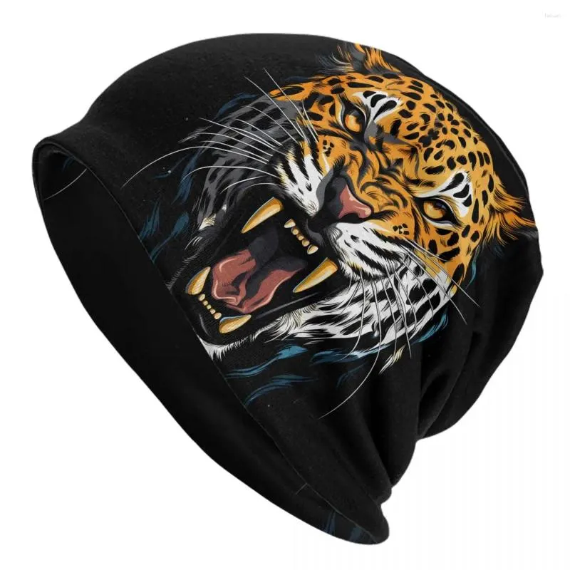 Boinas Leopard Big Mouth Beanie Sombreros Bloody Animal Bonnet Hombres Mujeres Y2K Cool Gym Knit Hat Otoño Invierno Impreso Cálido
