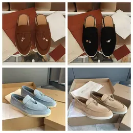 Top Men's casual shoes LP loafers flat low top suede Cow leather oxfords Loro&Piana Moccasins summer walk comfort loafer slip on loafer rubber sole flats