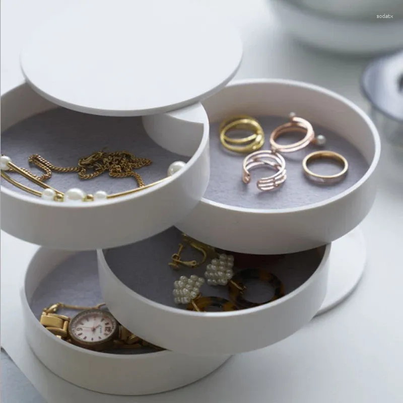 Smycken påsar 4 lager display present ring örhänge armband halsband ornament förvaring smycken arrangör låda för kvinnor
