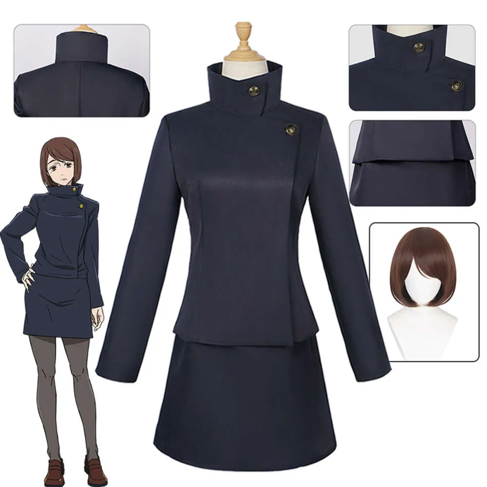 Kaisen temporada 2 Shoko Ieiri disfraz peluca azul negro vestido uniforme escolar Tokyo Jujutsu falda alta cosplay