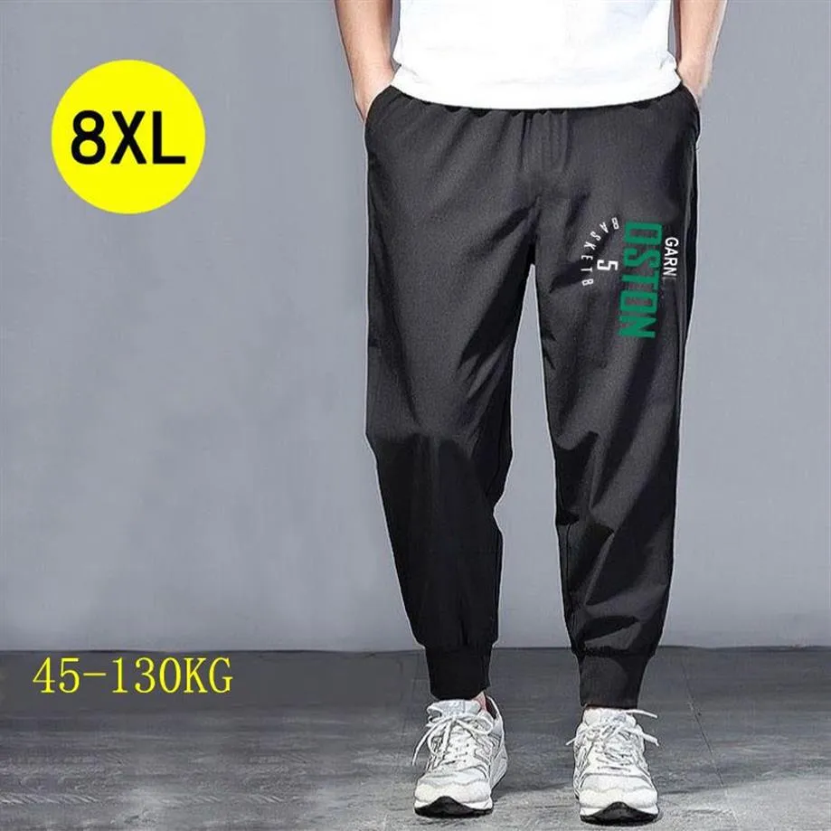 Calças masculinas plus size cintura elástica sólida calças finas com cordão jogging sweatpants ao ar livre solto esportes calças 2831