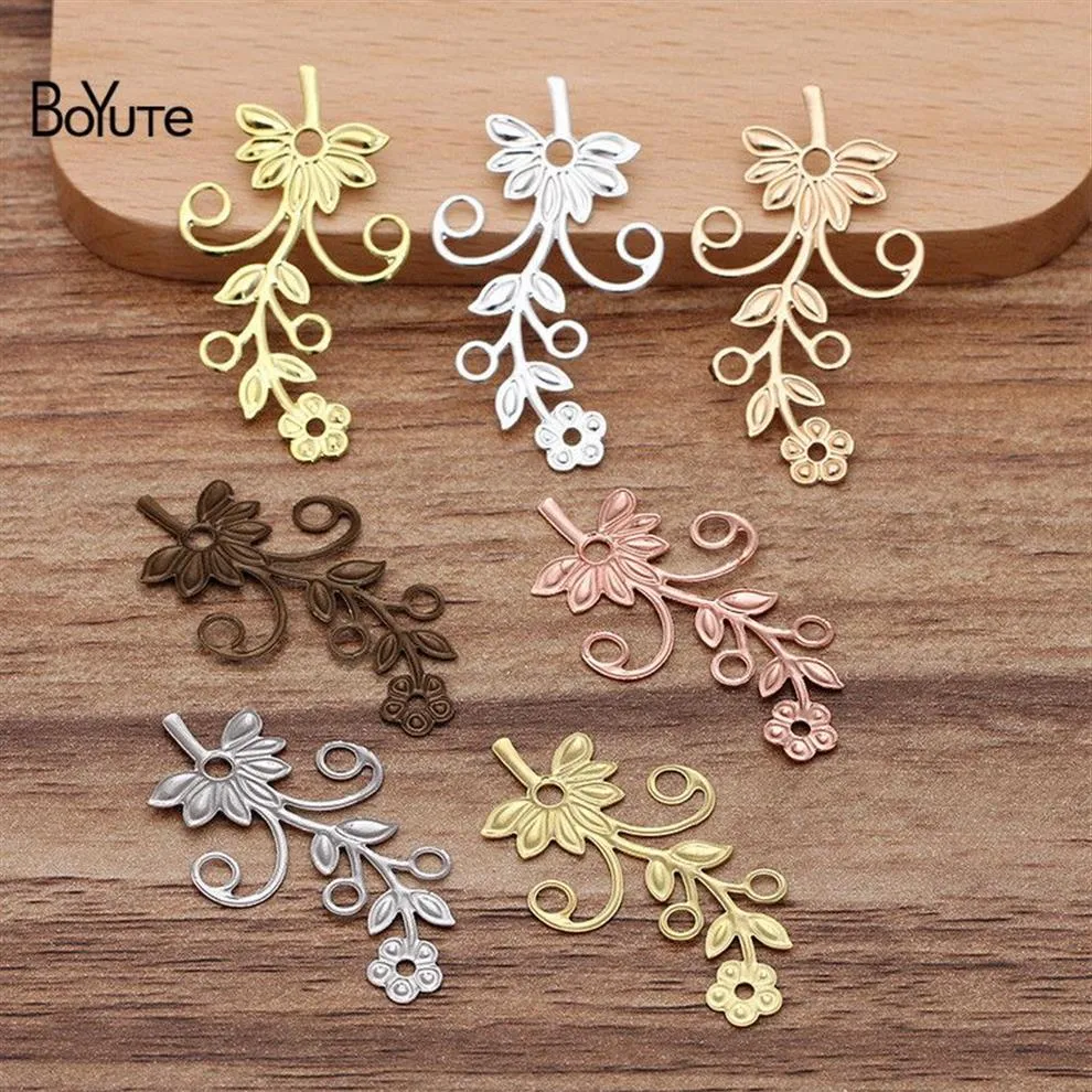 Boyute 100pcs 40 22 mm europejskie złącze kwiatowe urok metalowy mosiądz DIY Filigree Filigree275L