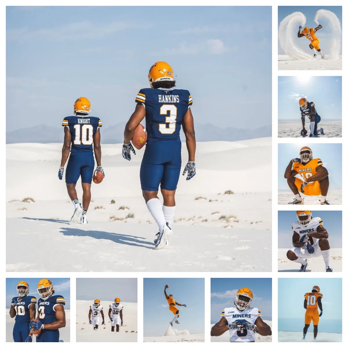 2023 UTEP Miners Football jersey 4 Kelly Akharaiyi 60 Joseph Immediato 54 Keenan Stewart 74 Azizi Henry 28 Xavier Simmons 66 Justin Mayers 23 Praise Amaewhule