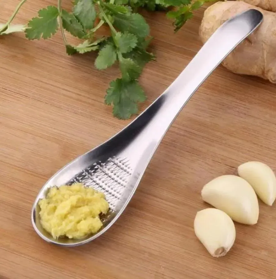 8Practical Stainless Steel Garlic Ginger Grater Grinder Lemon Zester Spoon Wasabi Grinding Tools Kitchen Accessories 1019