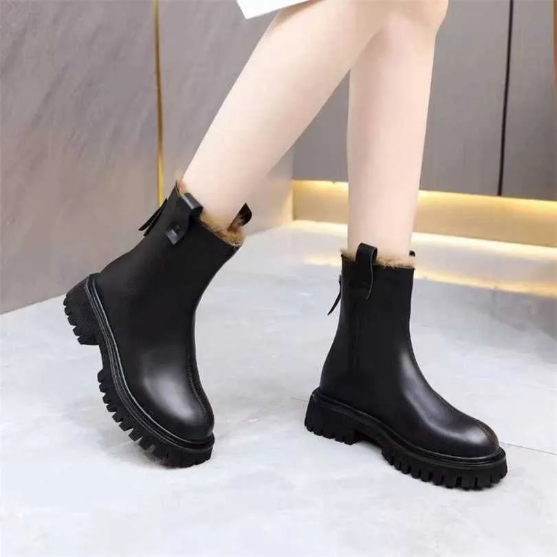 Top Boots Rabbit Hair Martin Boots for Women in Winter Plush Thickened Large Cotton Chimney with Thick Soles Snow Short the Trend of