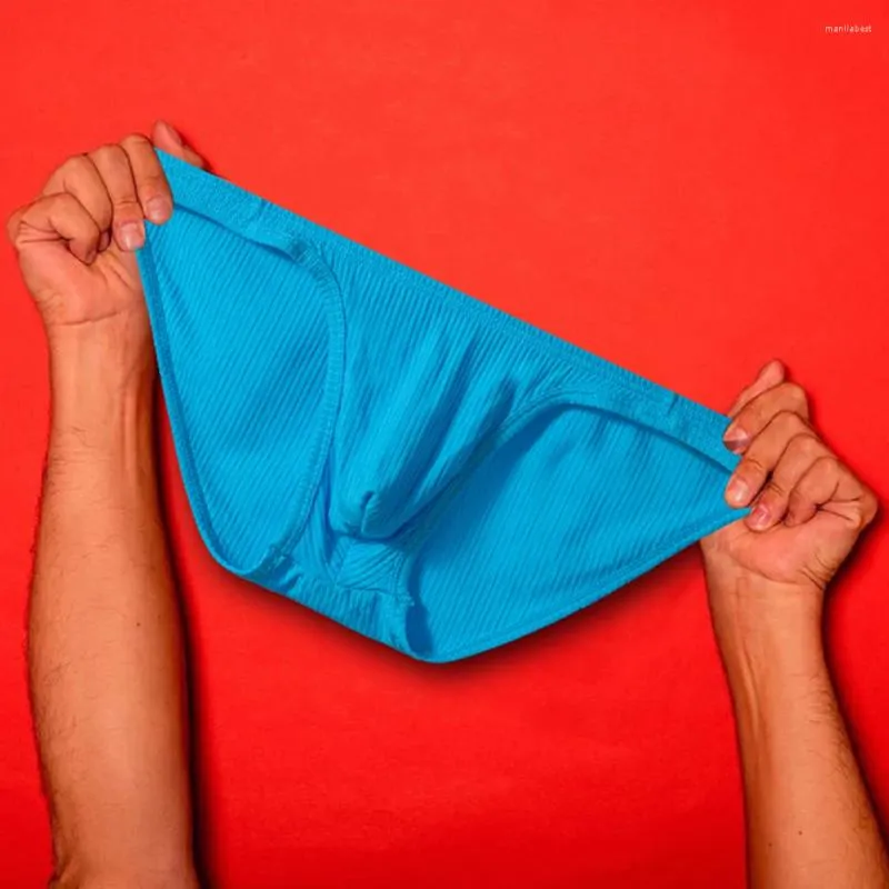 Men Men gładkie elastyczne briefy seksowne bawełniane bikini dolne stałe kolor bielizny oddychający torebka