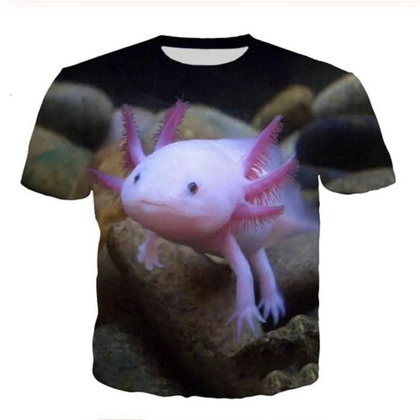 Mais recente moda masculina e feminina axolotl animais estilo verão camisetas estampa 3D casual camiseta tops plus size BB0184284Q