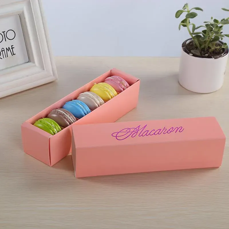 Macaron Box Cupcake Verpakking Zelfgemaakte Chocolade Biscuit Muffin Retail Papieren Pakket DHL Gratis Verzending Top