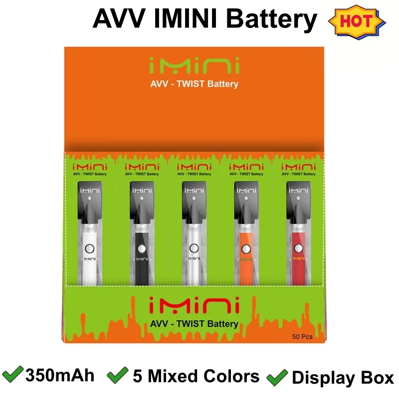 Batterie originale Imini Vape Pen Préchauffez la tension variable 510 Batteries à fil avec kit de démarrage de chargeur USB 350mAh pour réservoir de chariot à huile épais à filetage 510