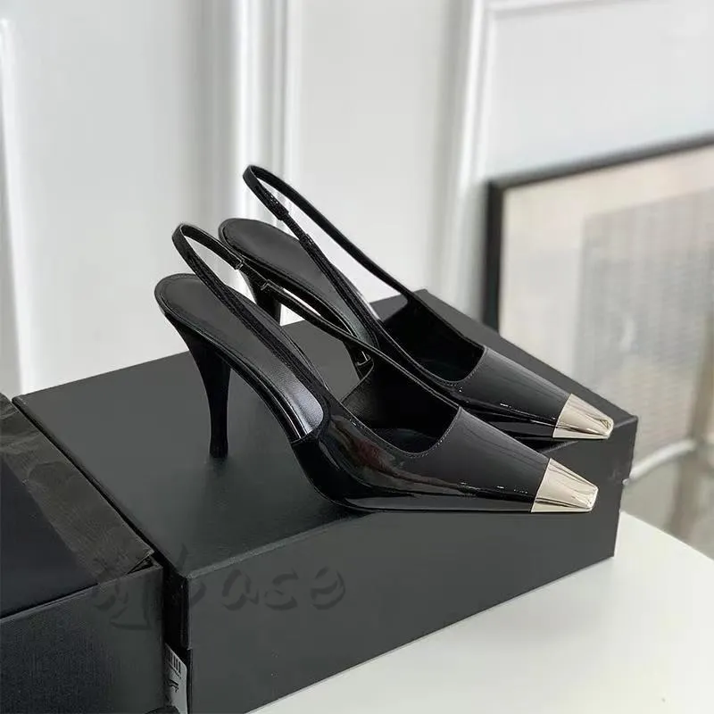 Designer de luxe talons hauts chaussures habillées femmes baskets en cuir verni classiques ton or noir nuede femmes sandales fête mariage magnifique chaussure de bureau