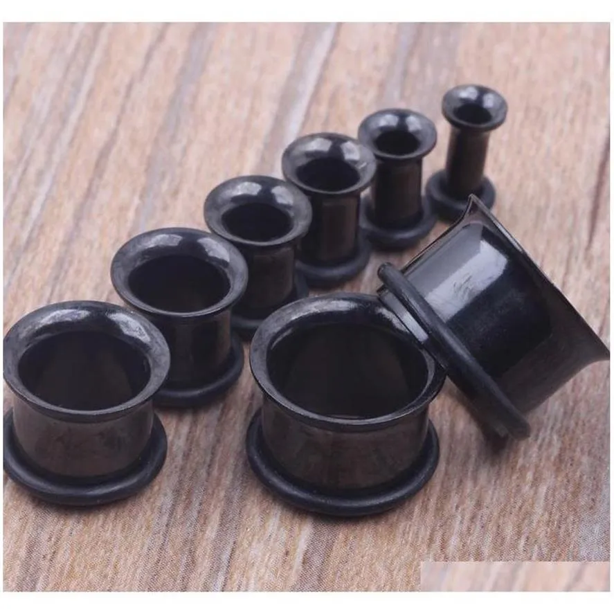 100 peças lote mix 3-14mm aço inoxidável preto único flare orelha túnel corpo jóias plugue de ouvido túnel de carne piercing pfbkr224e