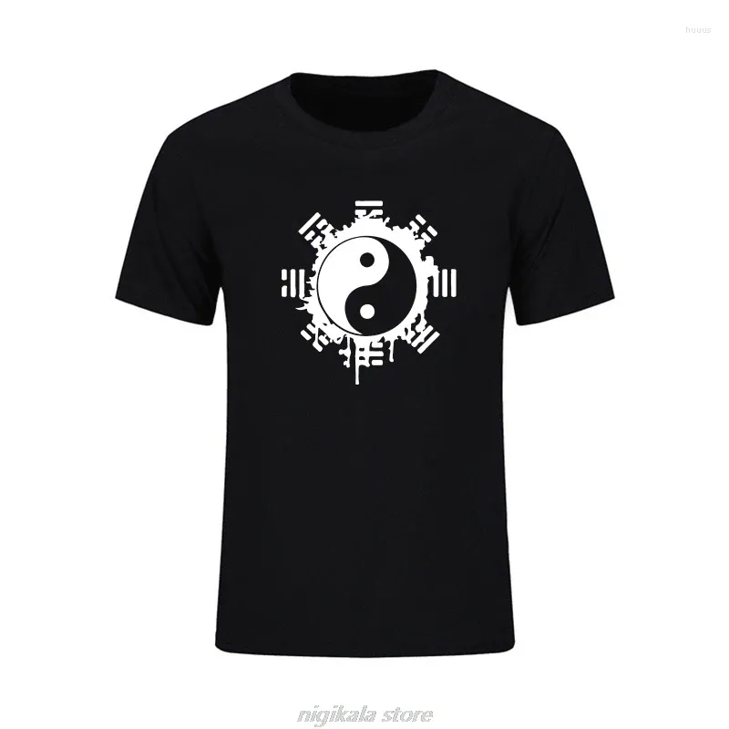 Herr t-skjortor mode sommarkvalitet tryck t-shirt män toppar kinesiska tai chi bläck ying yang bomull eu storlek xs-5xl överdimensionerad tee