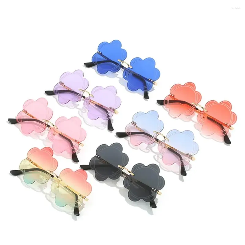 Sonnenbrille in Blumenform für Damen, Boho-Mode, Sonnenbrille, lustige Strandparty, Damen, randlose Gläser, Sommer