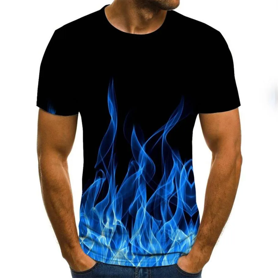 メンズサマーTシャツファッショングラフィックティーカジュアルTシャツメン3Dトップ炎印刷アジアサイズM-3XL 4 Colors308M