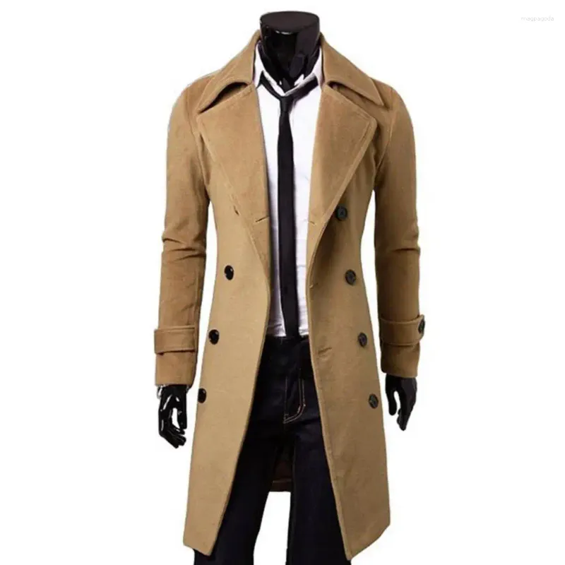 Men's Trench Coats Long Coat Double-breasted Thick Jacket Autumn Winter