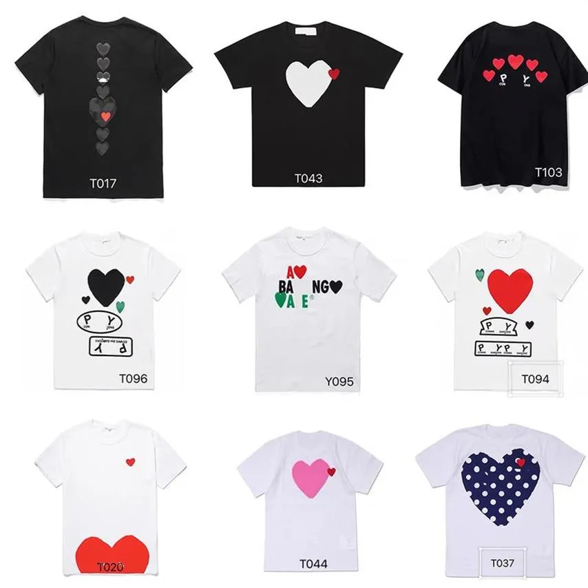 Herr t-shirts mode män spela t shirt cdg designer hjärtan casual kvinnor s des badge garcons2640