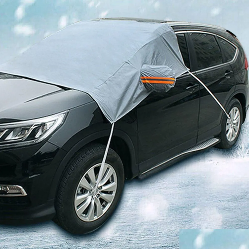 شتاء الثلج ER Block Frost Windshield Sunshade Sunsn نصف غطاء محرك السيارة مقاوم للأشعة فوق البنفسجية حماية مسقط المطر