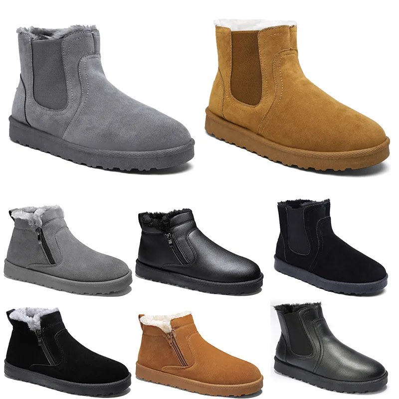 Designer Snow Boots Ankle Boot Men Dames schoenen Bruin Zwart grijs Lederen Mode Trend Outdoor Katoen Warm schoenen