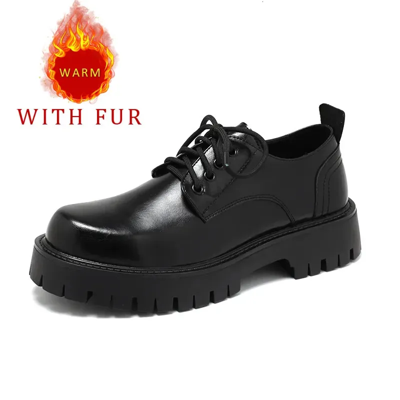 Korean Leather Platform Oxfords For Men Slip On Thick Tottom Mens