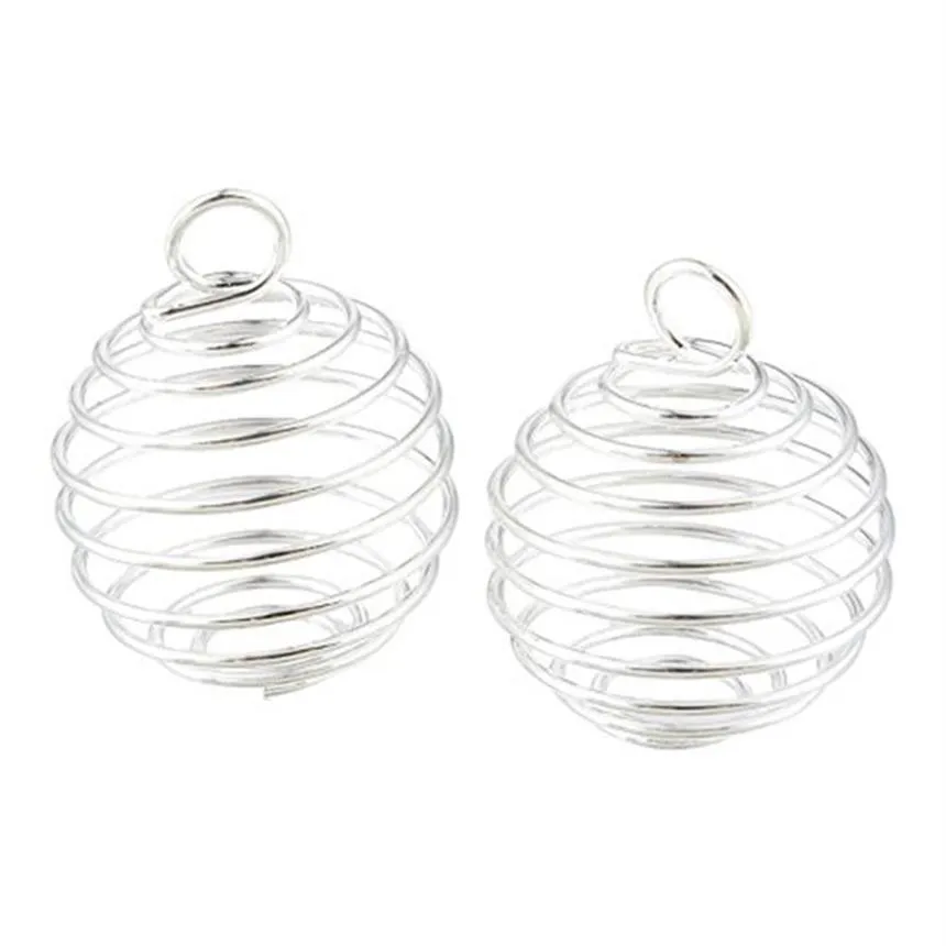 100 pièces bricolage argent spirale perle Cages pendentifs résultats de bijoux composants faits à la main fabrication de bijoux breloques 15X14MM 25X20MM 30X25MM233o