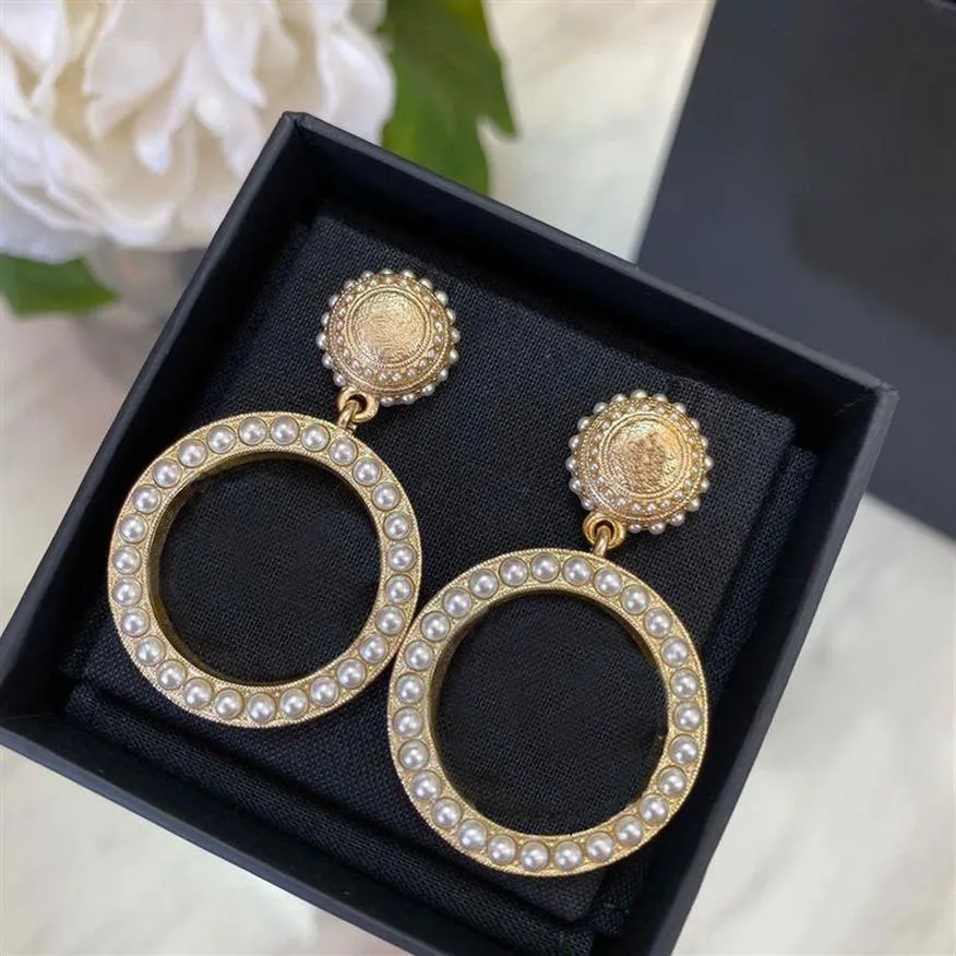 Grandes boucles d'oreilles rondes pendantes à la mode pour femmes, bijoux cadeaux pour amoureux de fête de mariage et de fiançailles avec flanelle bag267f