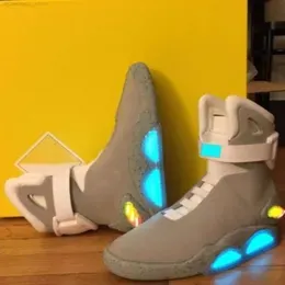 Casual shoes 2023s new Automatic Laces Air Mag sneakers Marty Mcfly's Led Shoes Back To the Future Glow In The Dark Gray Boots Mcflys Sneakers With Box 40-47