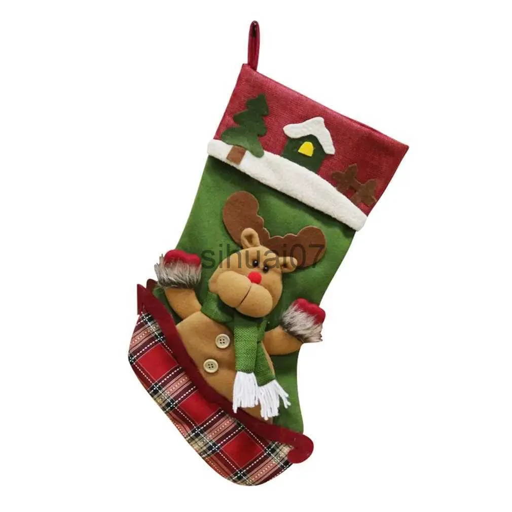 Décorations de Noël Chaussettes de Noël Sac cadeau Arbre de Noël Pendentif Décoration Noël Bonhomme de neige Elk Sac cadeau de Noël Expédition directe x1019