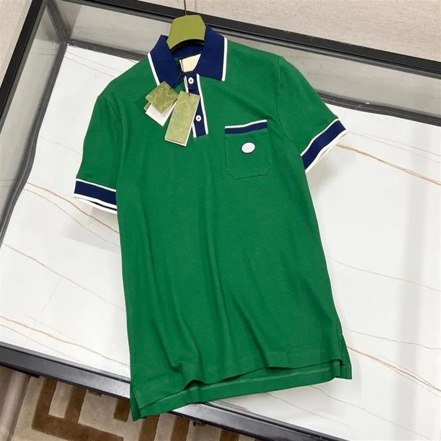 2022 Summer Nyaste designer Polo T -skjortor - USA: s storlek LAPEL Pocket T Shirt Högkvalitativ bomull Blandad Material Kontrast Färg Mens 2803