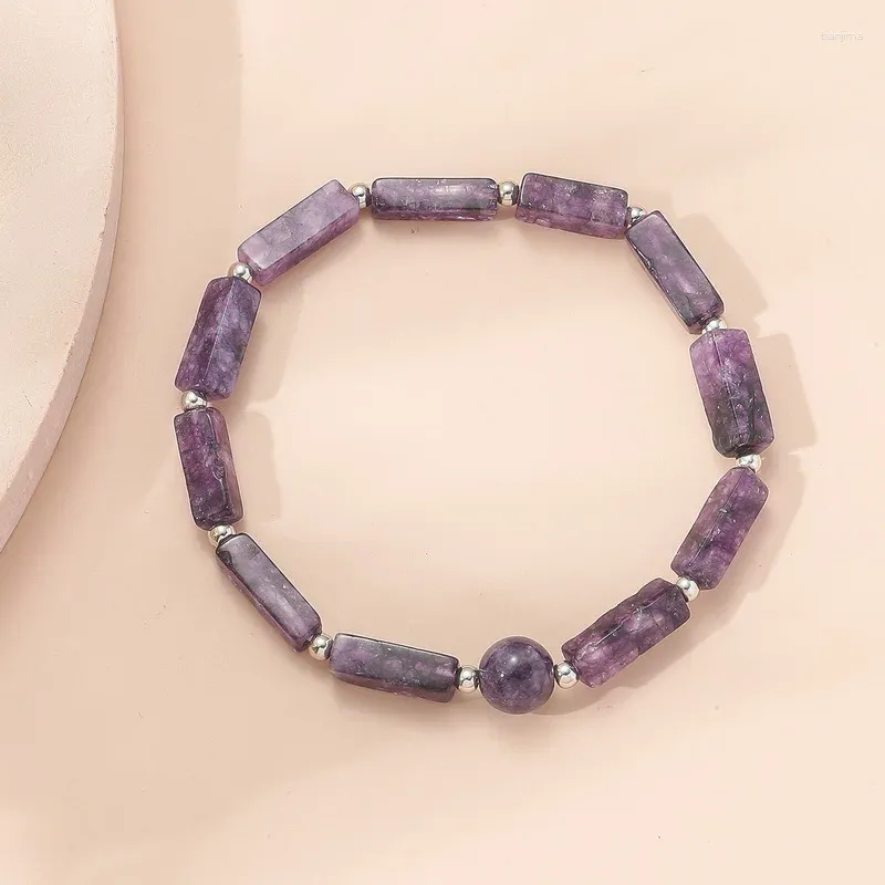 Bracelet de perles en pierre naturelle violette pour femmes, beau brin, tendance, fait à la main, extensible, réglable, bijoux d'énergie de guérison de Yoga