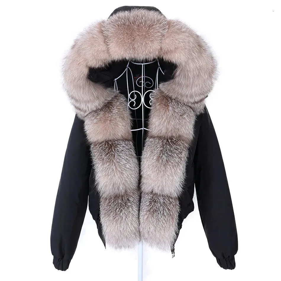 Womens Fur Faux Maomaokong Fashion Short Real Coat Natural Raccoon Big Collar Winter Parka Bomber Jacket Waterproof 231018