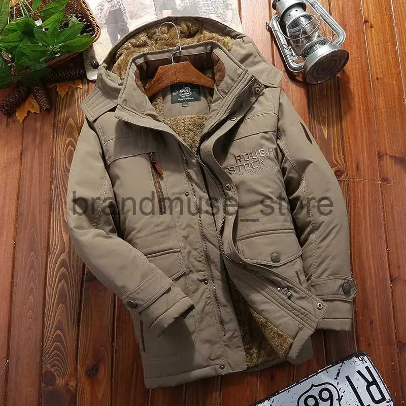 Parkas pour hommes Veste d'hiver multi-poches pour hommes Doublure polaire Manteau de parka d'extérieur Coupe-vent à capuche Militaire Épais Vêtements d'extérieur chauds J231019