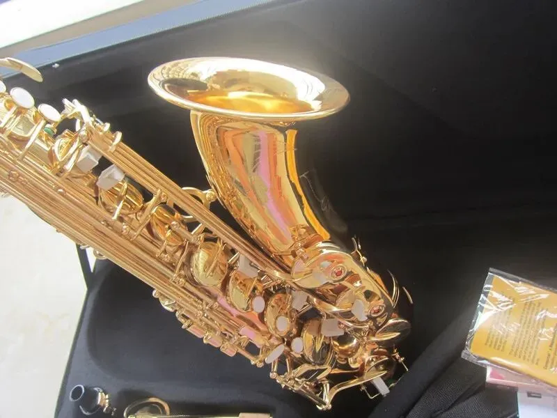 العلامة التجارية المخصصة Mark VI Gold Lacquer Tenor Saxophone French Selma B-Flat Mark-6 Sax Professional BB Reference Saxofon مع CASE