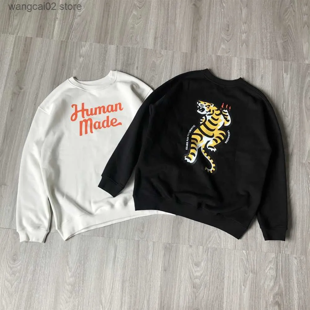 هوديز الرجال من النوع الثقيل menselijk gemaakt nigo harajuku sweatshirts streetwear tijger cartoon losse fluwelen tops hoodie voor mannen unisex t231019