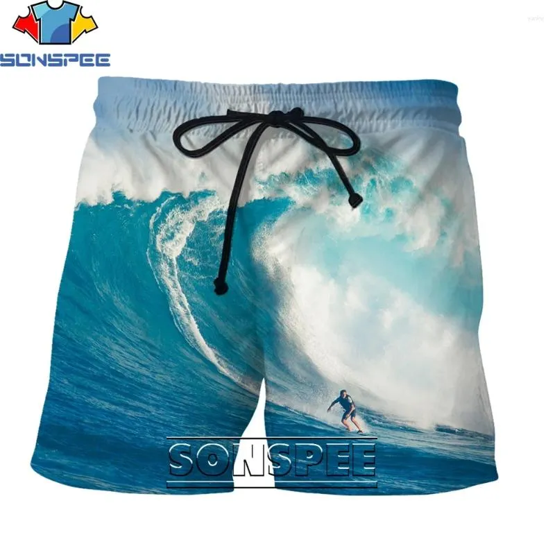 Mäns shorts Sonspee Fashion Ocean Surfing Series 3D Printing Men Summer Creative Harajuku Hip Hop Personality Casual Beach