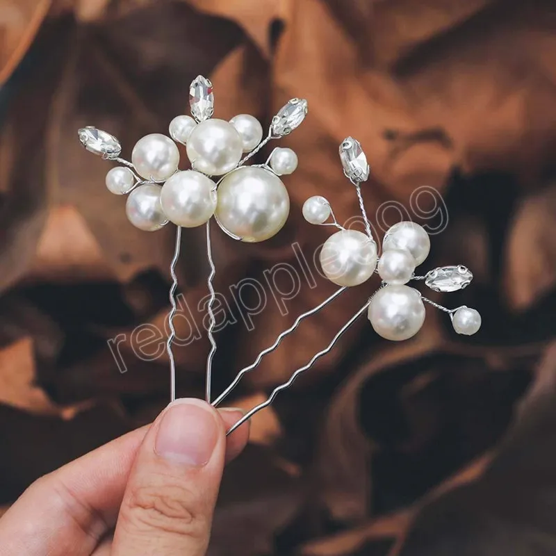 Épingle à cheveux Simple, 2 pièces, accessoires pour cheveux de mariage, pinces à cheveux en forme de U en perles, diadèmes de mariée à la mode pour filles, couvre-chef, bijoux de cheveux