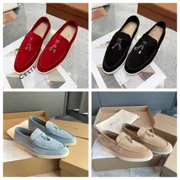 new Designer Loro Pianas Walk Charms Embellished Casual Shoes LoroPiana Men Suede Loafers Couple Shoe Genuine Leather Flat For Men flat Dress Sneakers 36-45