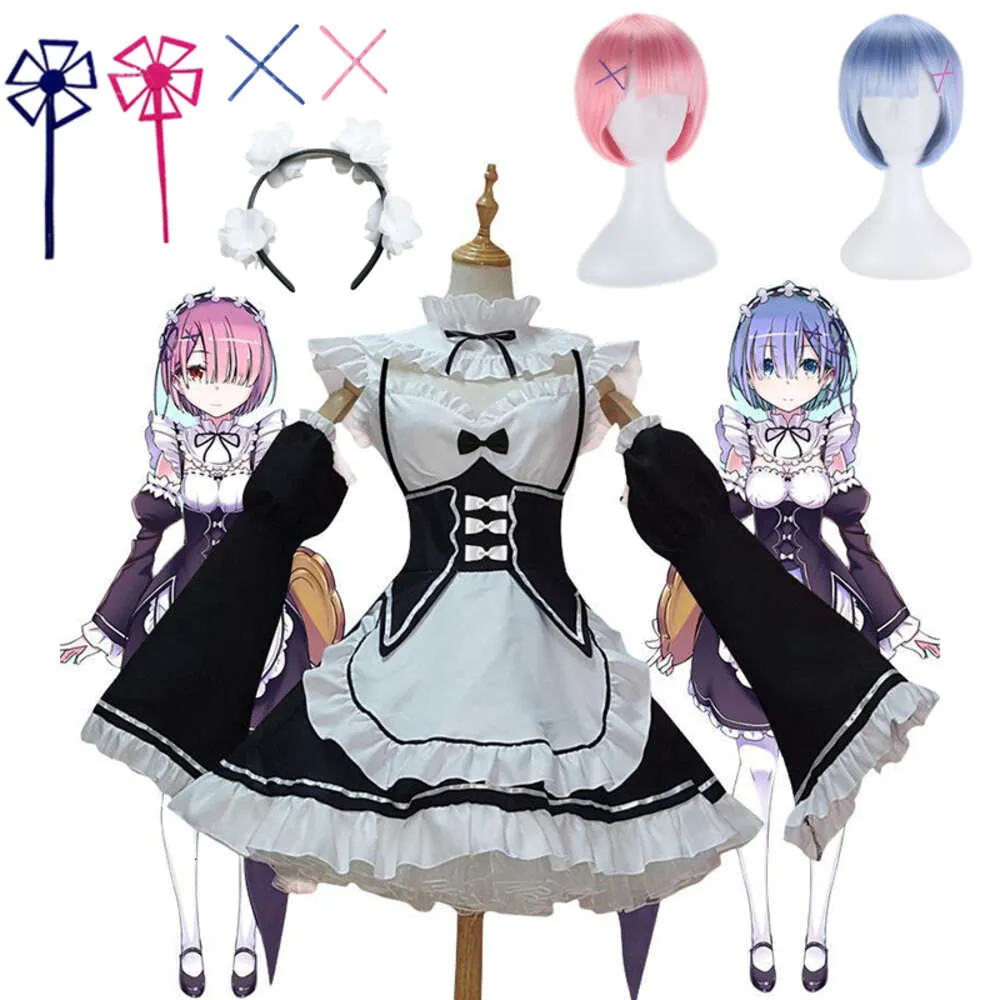 Аниме Ram/rem Lolita Maid, косплей, платье Re:zero Kara Himeru Isekai Seikatsu, костюмы на Хэллоуин для женщин, платье Loli, косплей