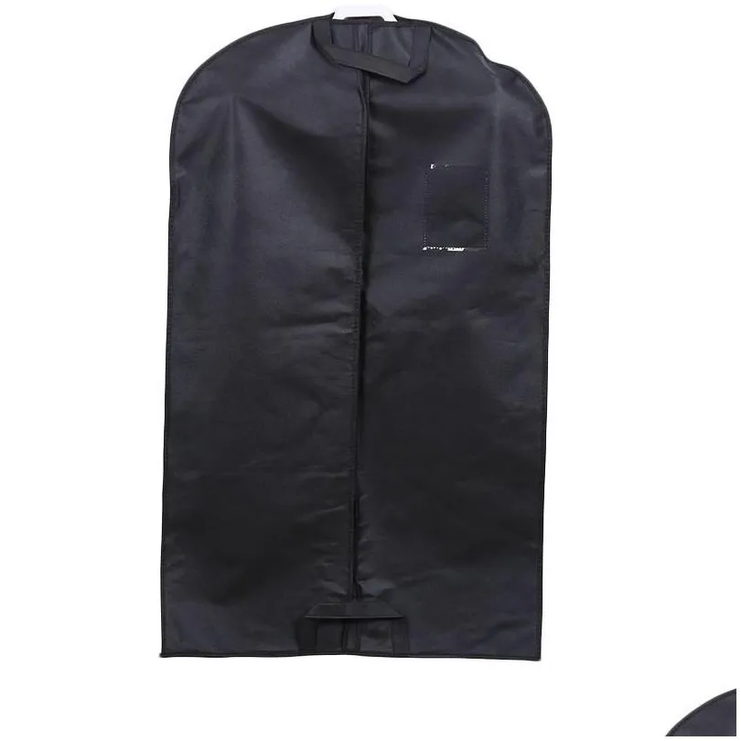 Storage Bags Non Woven Suit Overcoat Dust Proof Er High Quality Black Clothing Storage Bag Travel Garment Carrier Home Garden Housekee Dhkcg