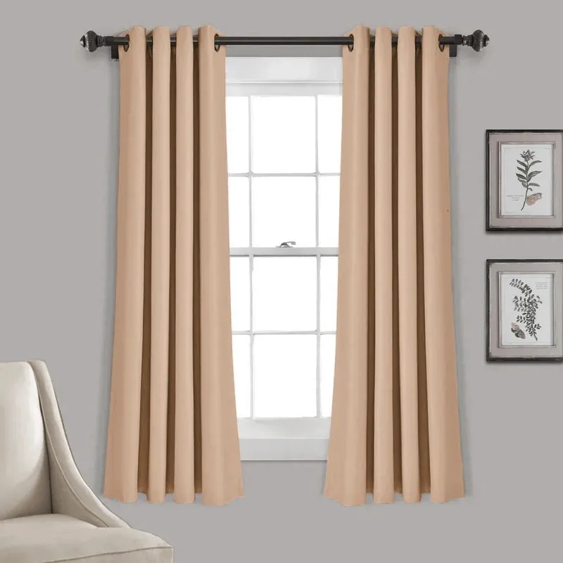 Cortinas opacas cortas para dormitorio y cocina, cortina sólida para  ventanas pequeñas, Rideaux Corto, Kurzgardine, Cortinas