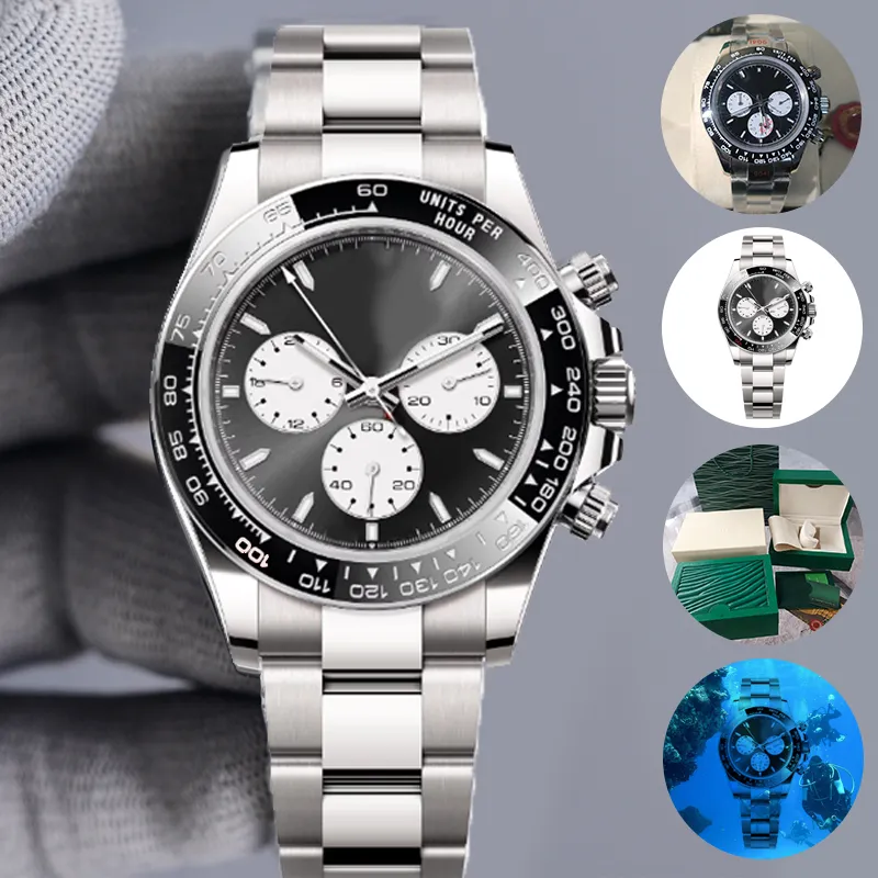 Le Mens Dhgate 40mm 자동 기계식 사파이어 디자이너 시계 904L 스테인레스 스틸 팬더 다이얼 Montre De Luxe Watches