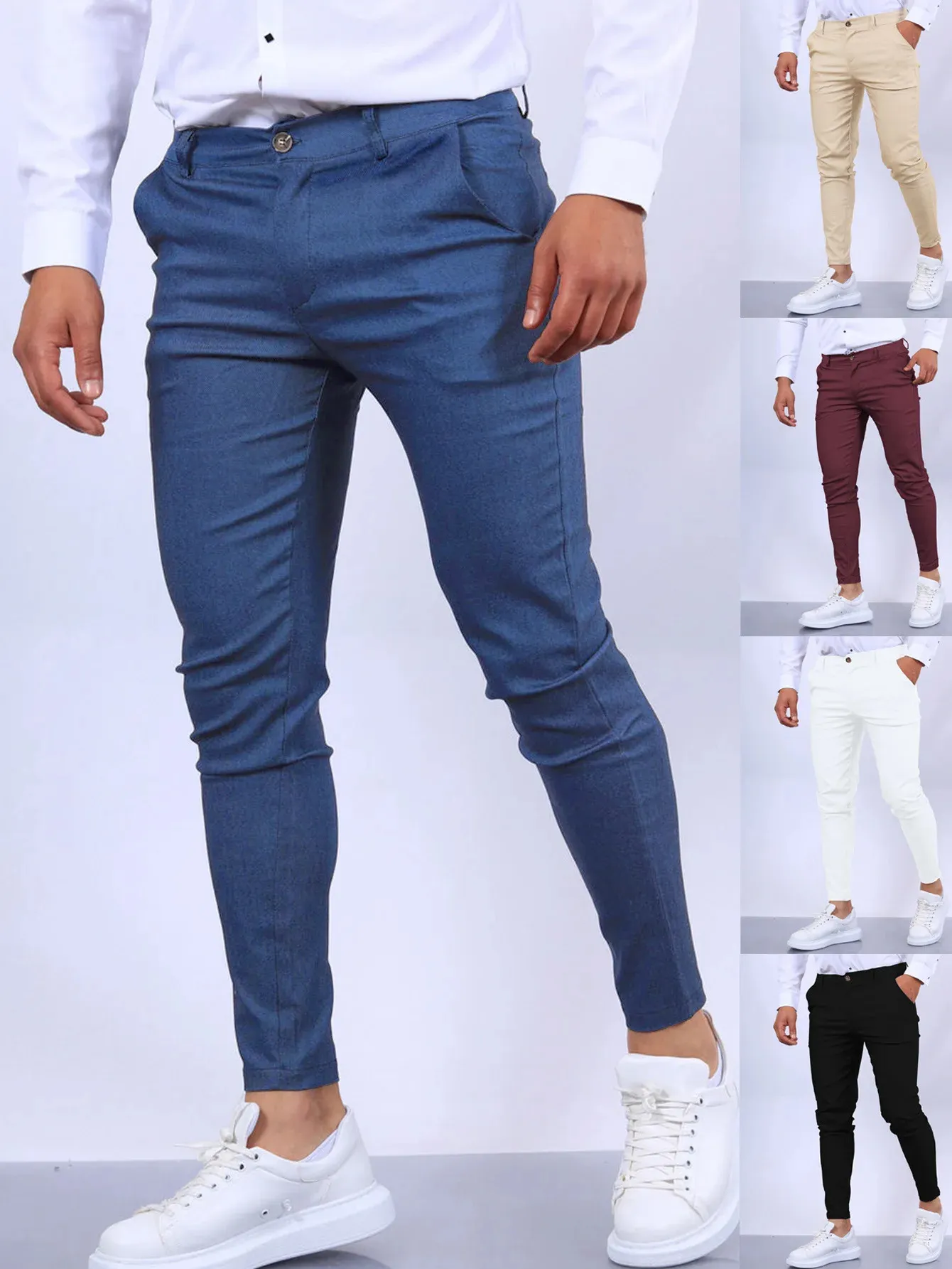 Pantalons pour hommes Couleur unie Mode Europe et États-Unis Angleterre Vent Calf Quatre Saisons Confortable Pantalon Formel Occasionnel 231018