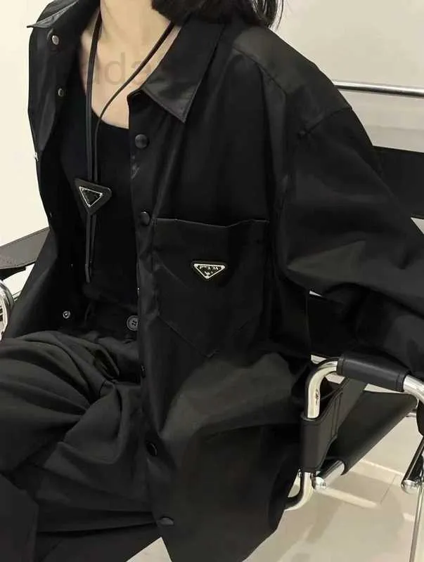 Casual overhemden voor heren Designer 2023 Luxe mode lente en herfst Driehoek Nylon Unisex Casual Veelzijdig shirt met lange mouwen Jack K8RA