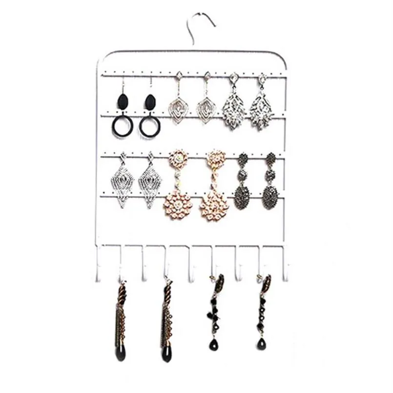 Wall Mount Home Showcase Earring Holder Shelf Rack Stand Necklace Hanger Storage Portable Metal Jewelry Display Organizer Hooks174q