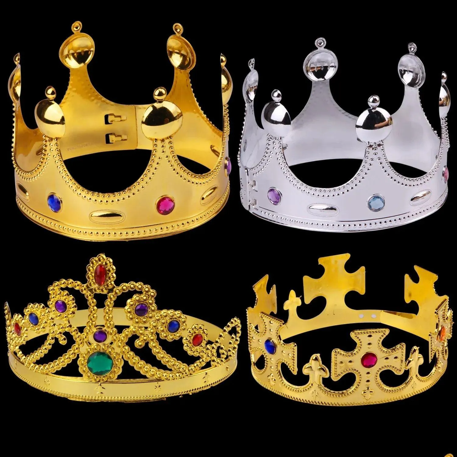 Chapeaux de fête Chapeaux de fête King Crown Halloween Ball Dress Up Sceptre en plastique Fournitures de fête Couronnes d'anniversaire Couronnes de princesse Maison Jardin Dhdkq